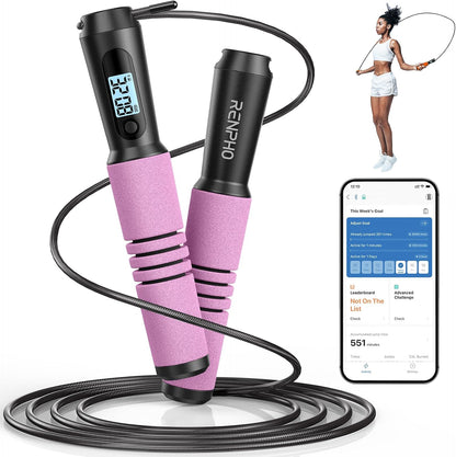Smart Jump Rope with Counter, App Data Tracking, LCD Display