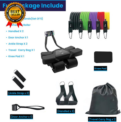 Ab Roller Home Gym Equipment – 4 Wheels Ab Wheel Muscle Roller with LCD Screen