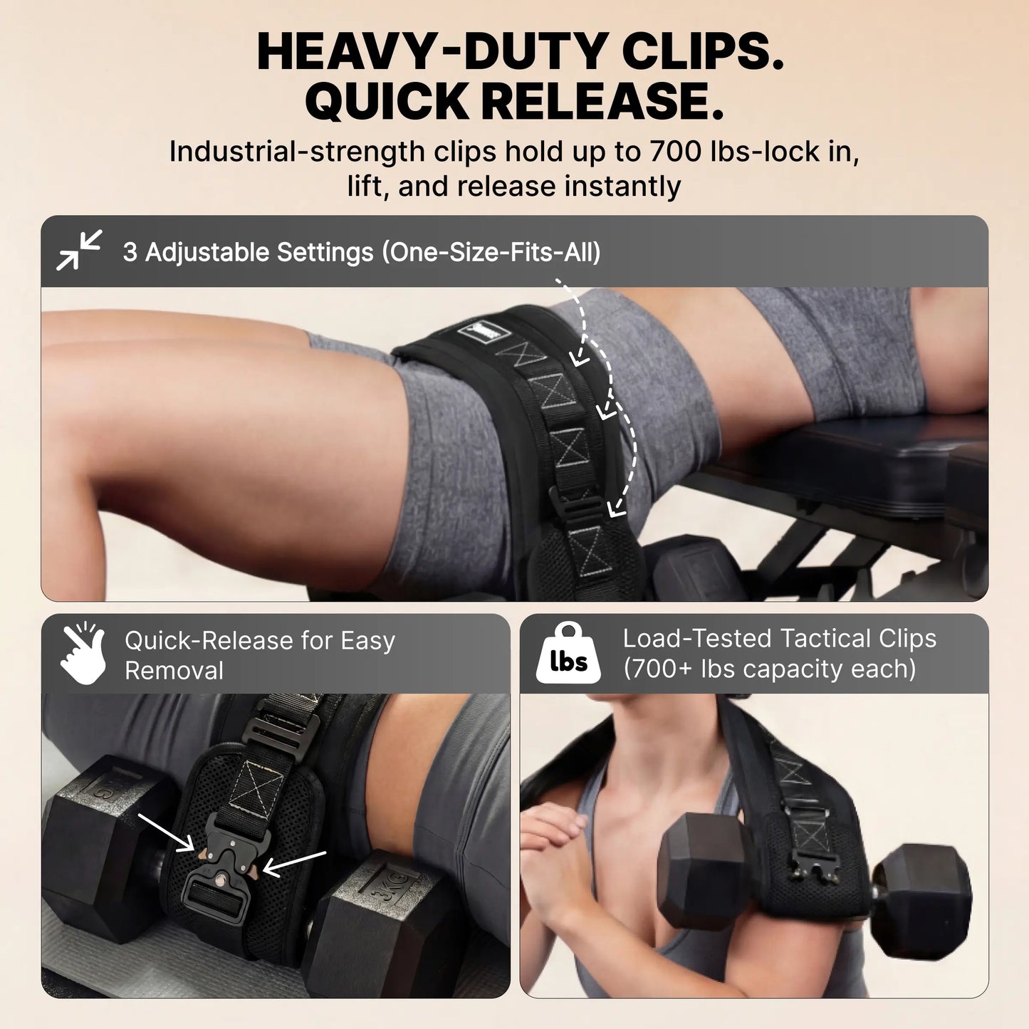 Dmoose Fitness Hip Thrust Belt for Home Workout & Weightlifting, Padded Nylon and Neoprene Strap with Adjustable Fit and Quick Release Clips, Nylon+Neoprene, Supporting Belts, Unisex