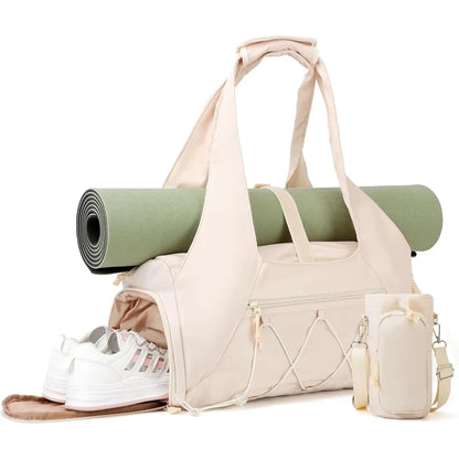 Yoga Mat Bag with Shoe Compartment & Wet Pocket, 1 Count Sport Yoga Gym Bag with Yoga Strap, Carryall Yoga Tote Bag Exercise Mat