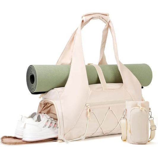 Yoga Mat Bag with Shoe Compartment & Wet Pocket, 1 Count Sport Yoga Gym Bag with Yoga Strap, Carryall Yoga Tote Bag Exercise Mat