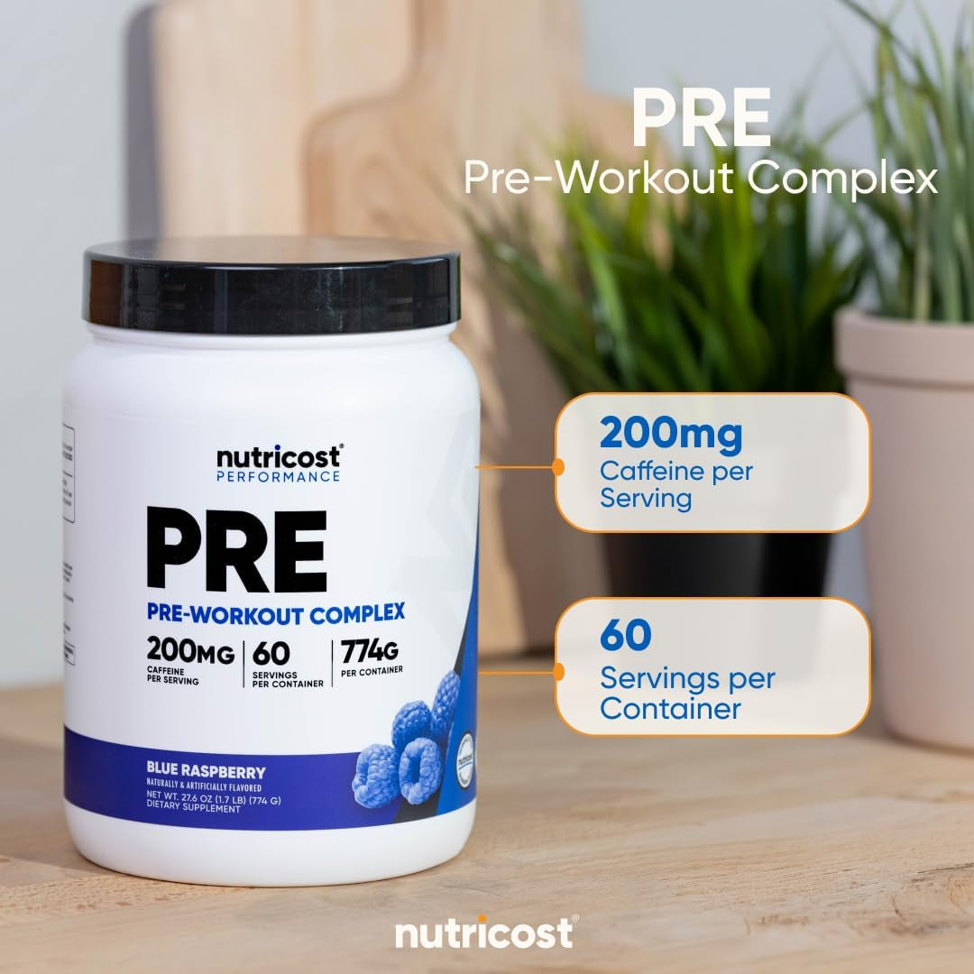 Pre-Workout Complex Powder (Blue Raspberry) 60 Servings | Pre-Workout Supplement with Beta-Alanine, Taurine and Amino Acids