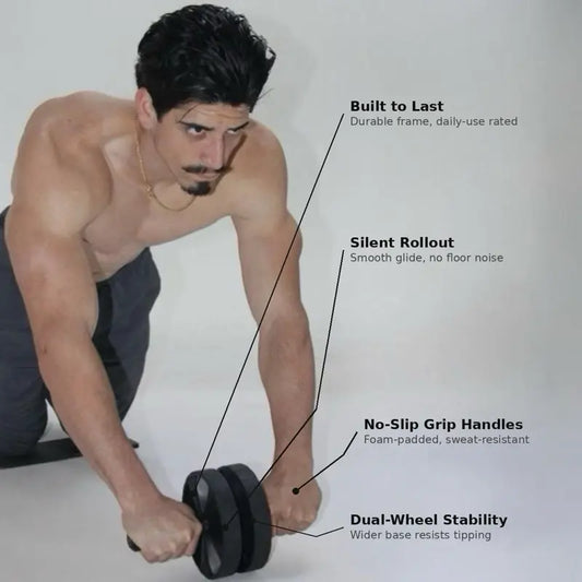 Ab Dominate 2-In-1 Dual-Wheel Ab Roller Wheel for Abs and Core — No-Slip Dual-Wheels, Silent Design — Ab Exercise Board Ab Crunch Trainer — Ab Wheel Roller for Home Gym Core Workout
