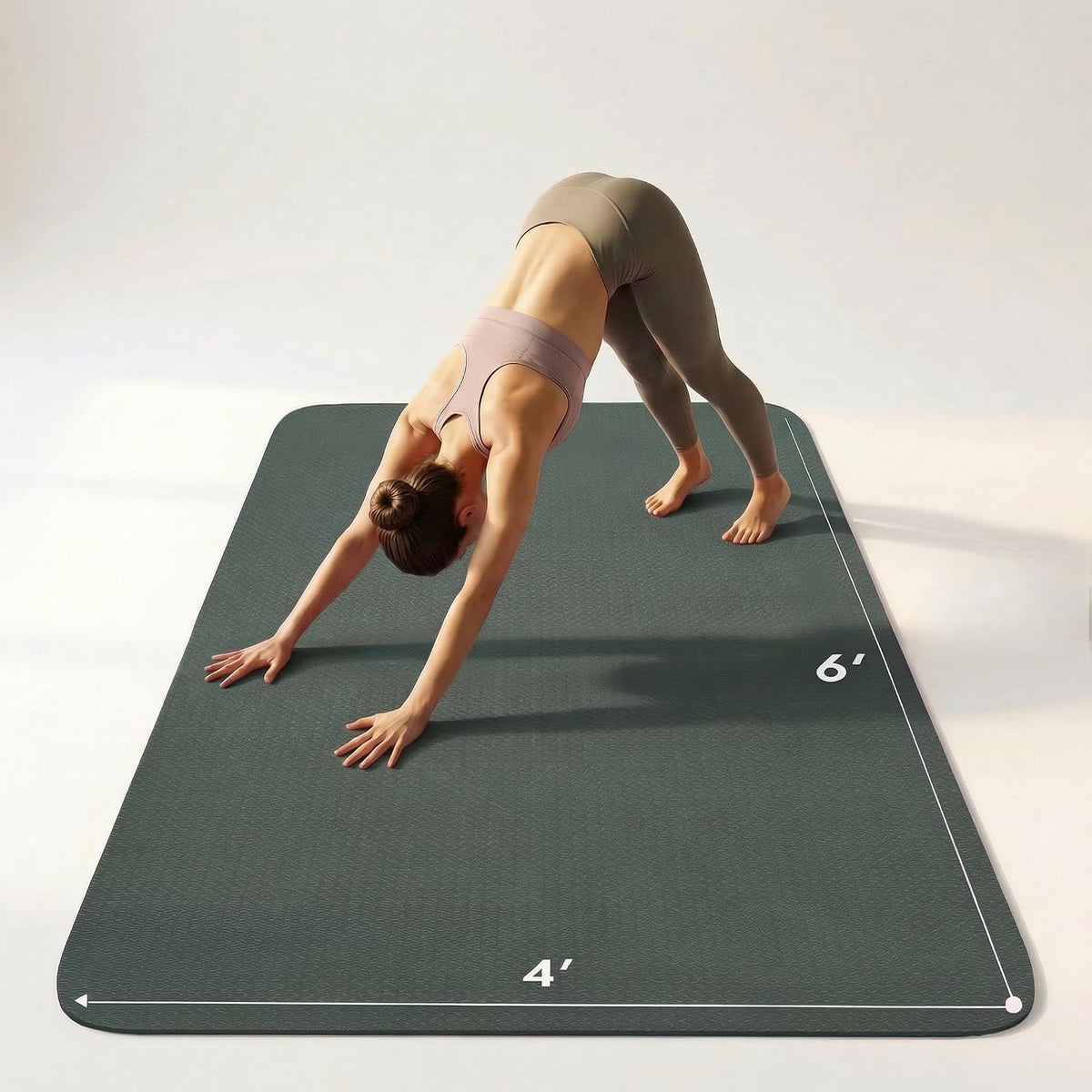 Large Yoga Mat 6'X 4'（72”X 48”）—1/4" &1/3" Extra Wide Exercise Mat 183Cm X 122Cm Large Exercise Mat Big Home Yoga Mat Pilates Mat,Non Slip,Thick,Tpe Workout Mat,For Women & Men, Yoga, Pilates, Gym and Floor Workouts Pilates
