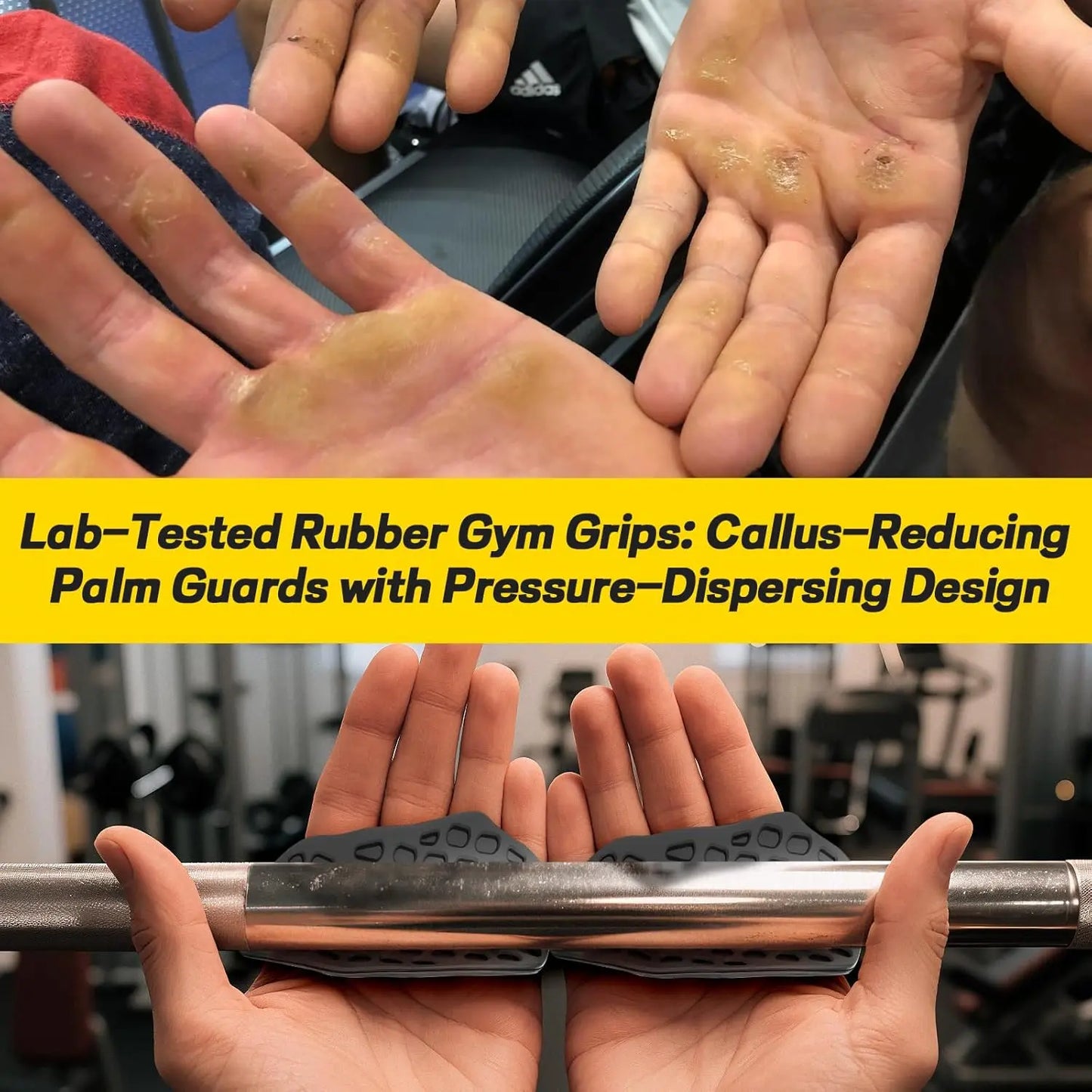 Ergonomic Non-Slip Workout Grips, Gym Weightlifting Pads for Men and Women, Palm Protection for Deadlifts and Fitness Training, Gym Accessories