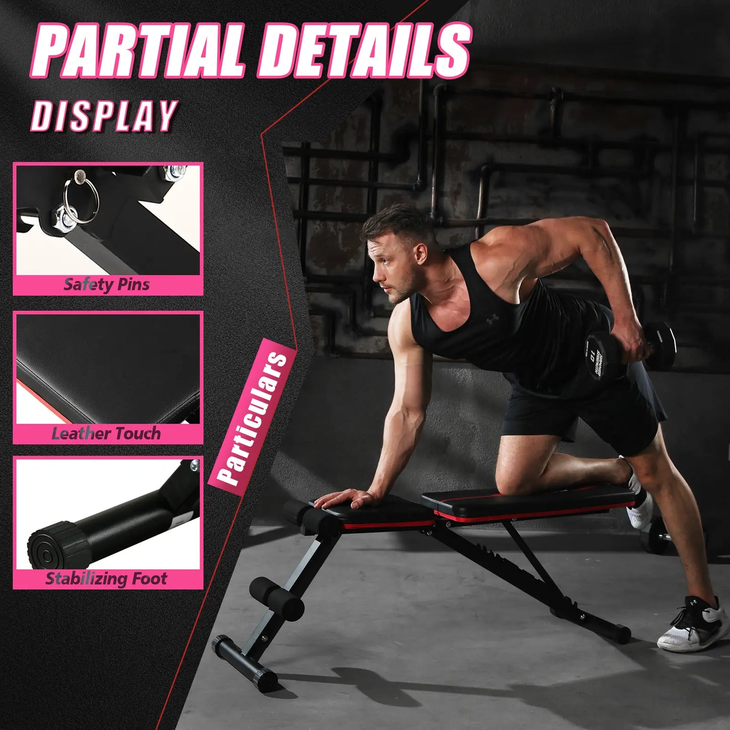 Weight Bench Press, Strength Training Adjustable Workout Benches for Full Body, Gym Benches for Incline Decline Exercise Fitness Equipment