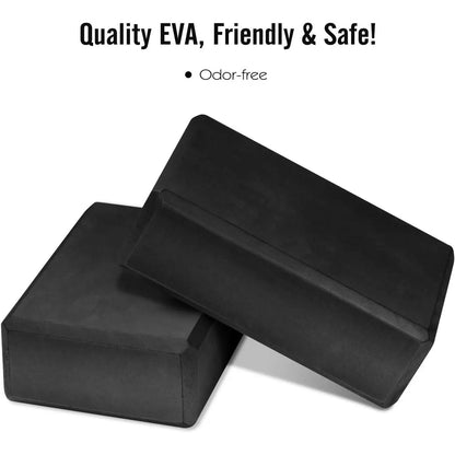Yoga Blocks 2 Pack (9"X6"X3"), Supportive High-Density EVA Foam with Beveled Edges, Moisture-Proof Props to Gain Strength & Achieve Better Flexibility, Gym, Fitness, Great for Fitness Routines, Yoga Equipment, Pilates Workout Equipment