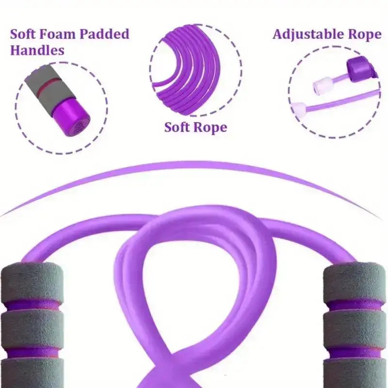 2-Pack Vibrant Adjustable Fitness Skipping Rope, Foam Grips for Comfortable Hold, At-Home Gym Equipment, Two-Pack