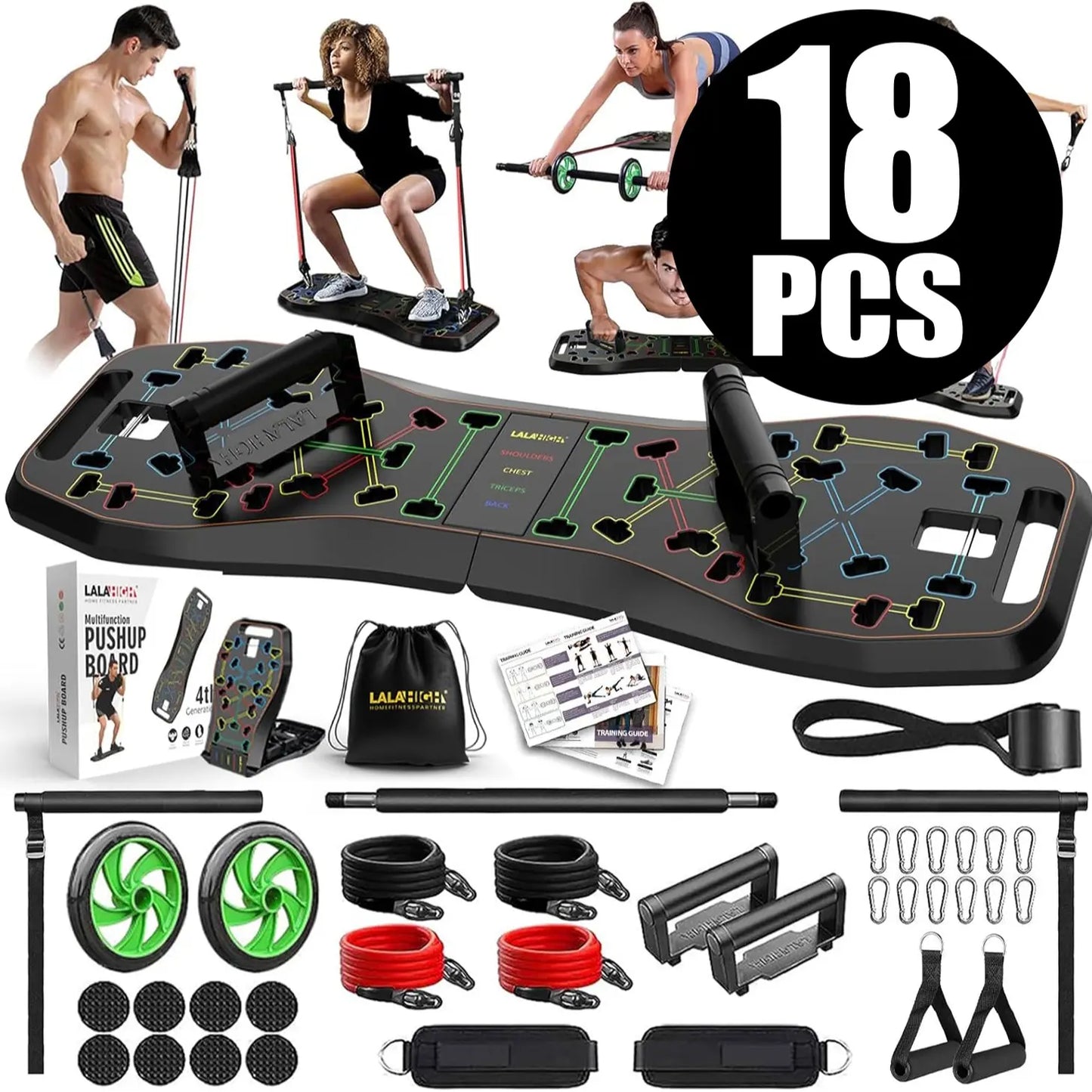 LALAHIGH Portable Home Gym System: Push-Up Board, Strengthen Abs, Create Broad Shoulders, Build Strength, Ideal for Men'S Fitness Needs