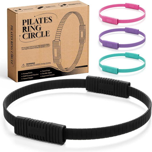 Pilates Ring, Silicone Magic Pilates Rings, Lightweight & Durable Flexible Fitness Circle Exercise Equipment for Toning Arms, Thighs,Legs, Core,Yoga & Physical Therapy