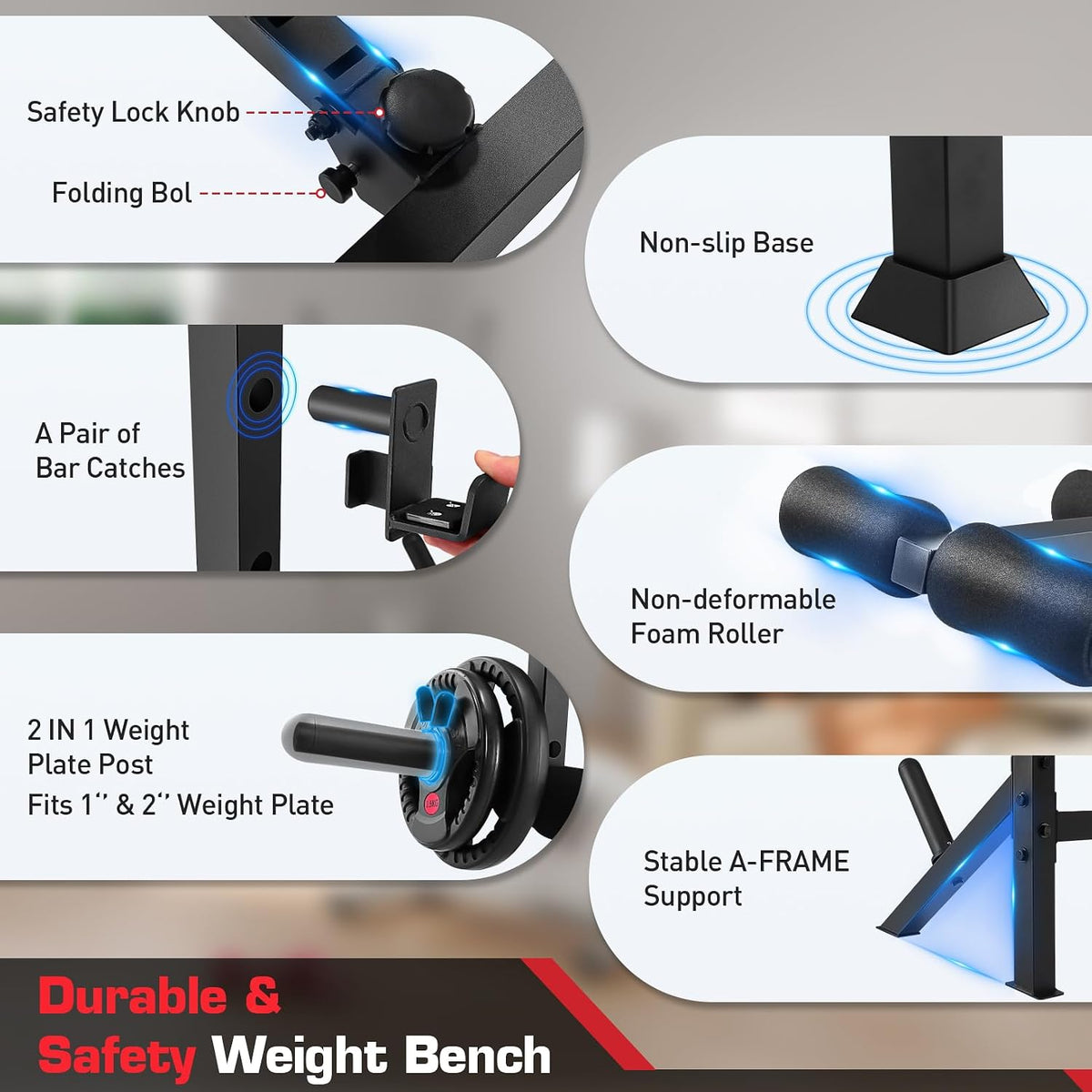 Adjustable Weight Bench with Squat Rack & Leg Extension/Curl 900LB