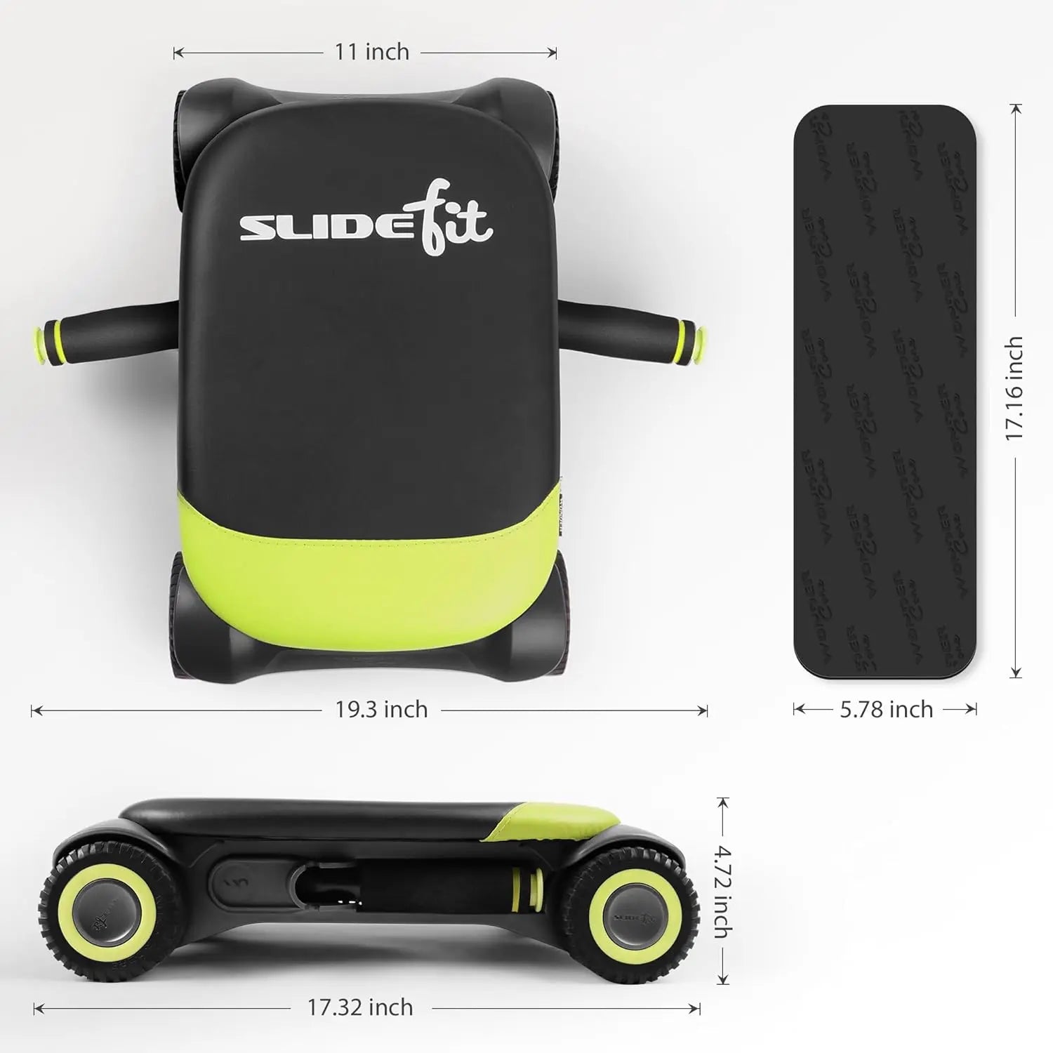 Wonder Core Four-Wheel Ab Roller with Elbow Support and Automatic Rebound for Strong Abdominal Muscles - Adjustable Size