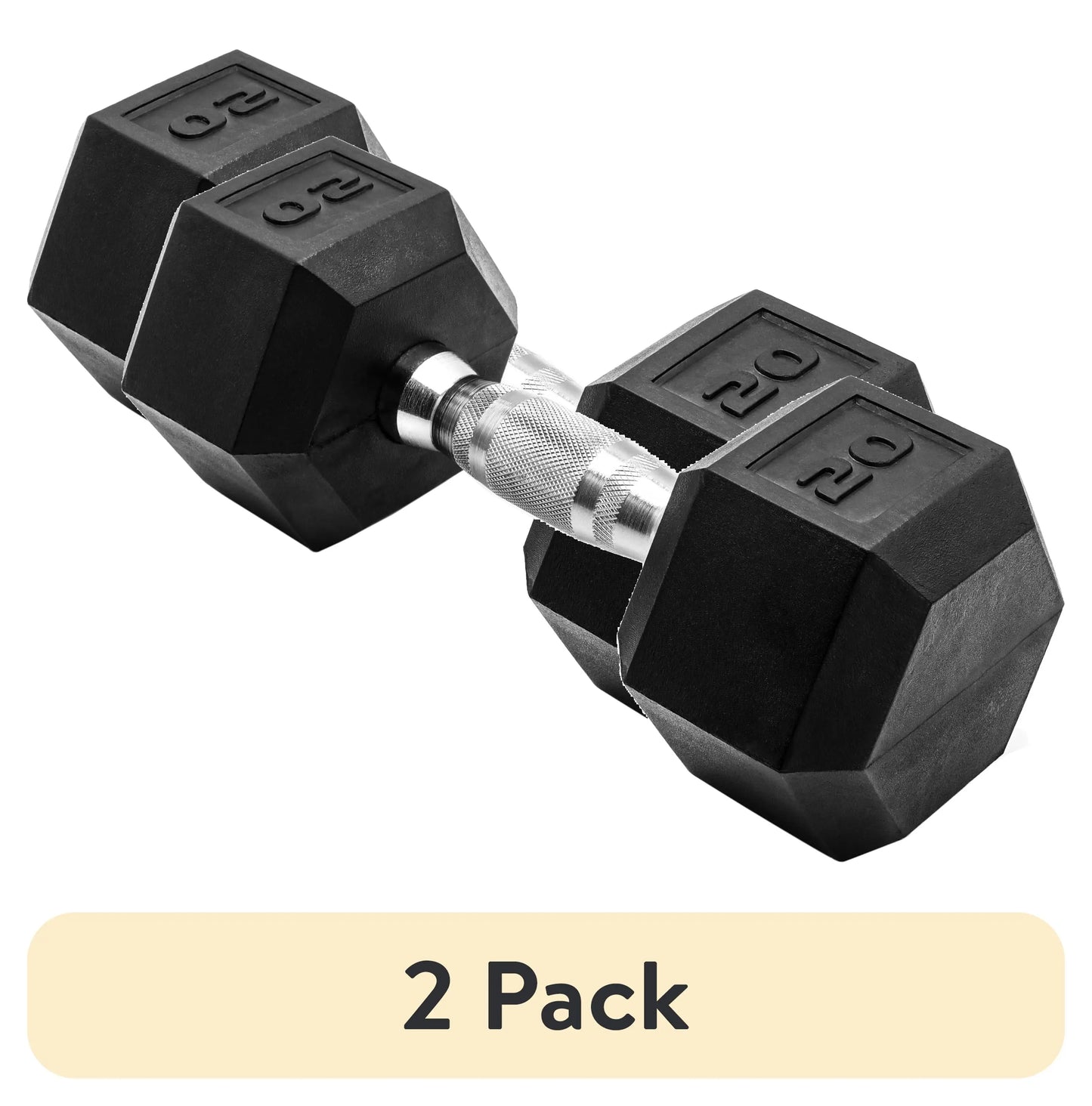(2 Pack) CAP Barbell, 20Lb Rubber Hex Dumbbell, Single