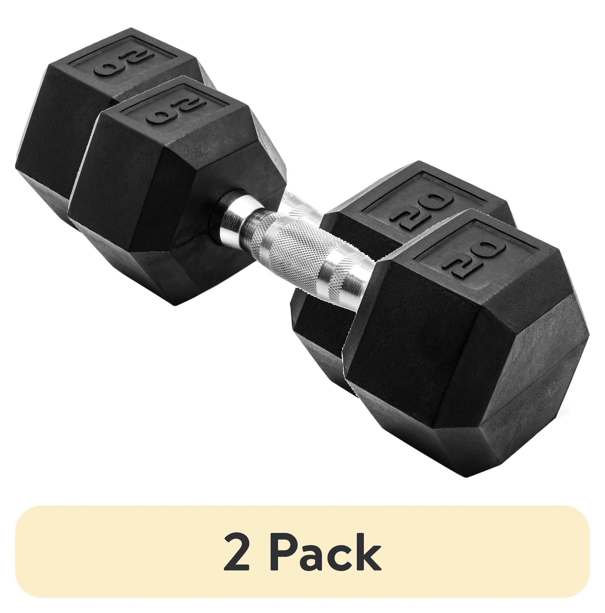(2 Pack) CAP Barbell, 20Lb Rubber Hex Dumbbell, Single