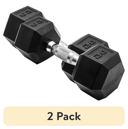 (2 Pack) CAP Barbell, 20Lb Rubber Hex Dumbbell, Single