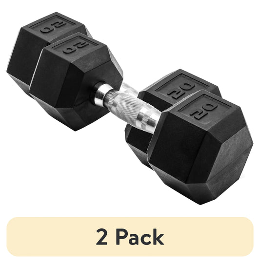 (2 Pack) CAP Barbell, 20Lb Rubber Hex Dumbbell, Single