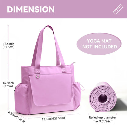 KALIDI Women'S Gym Tote Bag with Yoga Mat Holder & Wet Pocket, Lightweight Waterproof Weekender for Travel, Fitness & Pilates, Casual Sports Bag, Fitness Bag