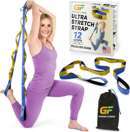 Physical Therapy Stretch Strap with 12 Loops - 1.5 Inch Width