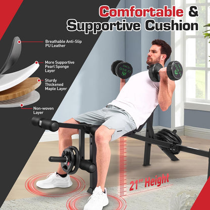 Adjustable Weight Bench with Squat Rack & Leg Extension/Curl 900LB