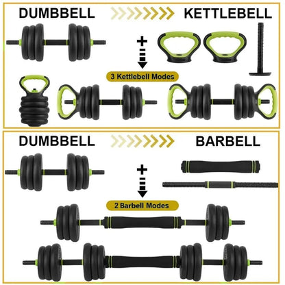 Gaomon 66 LBS Adjustable Dumbbells Set with Iron Grip, 4-In-1 Convertible to Barbell, Kettlebell and Push-Up Tool for Home Gym