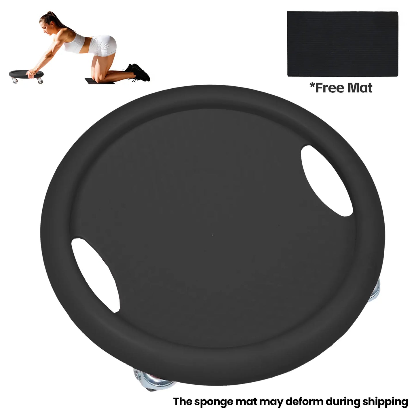KYOUBY Ab Roller Wheel - 4 Anti-Slip PU Wheels Core Coaster, Adjustable Crunch Trainer, Abdominal Exercise Board, Ab Workout Machine, at Home Gym Equipment for Core Training