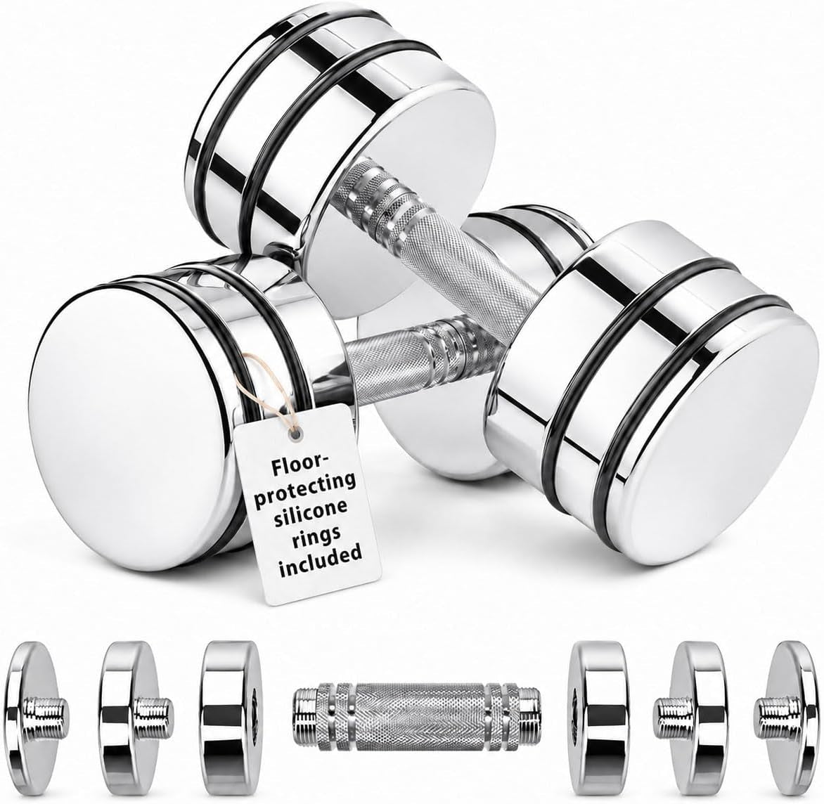 Steel Dumbbells Ultracompact & Adjustable Chrome Dumbbell