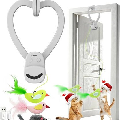 CATPICK Interactive Cat Toys for Indoor Cats - Automatic Flying Bird & Mouse Doorway Hanging Toy, USB Rechargeable Electric Kitten Toy for Hunting Instinct, Enrichment & Exercise, 2 Birds & 1 Mouse