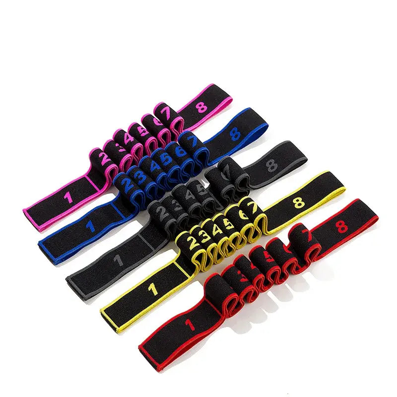 Yoga Pull Strap Belt Girl Elastic Latin Dance Stretching Band Loop Yoga Pilates GYM Fitness Exercise Resistance Band with Number NONE