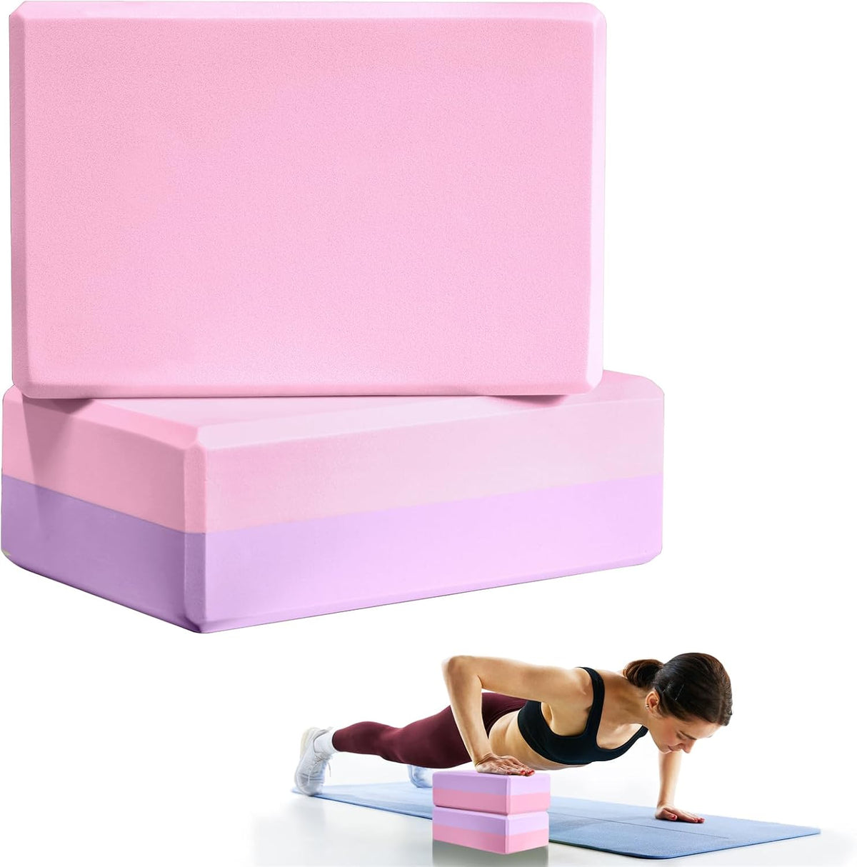 2 Pcs Yoga Blocks, 9X6X3 Inch Foam Blocks for Pilates