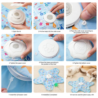 Interactive Unpredicatable Moving Feather Hunting Cat Toy , Hide and Seek Rechargeable Cat Toy for Bored Cat,Automatic Chargeable，Indoor Exercise & Boredom Relief for All Breeds Cats , Essential for Petlovers