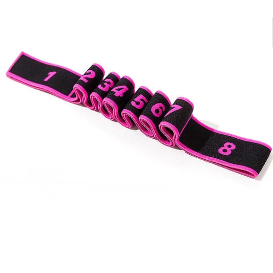Yoga Pull Strap Belt Girl Elastic Latin Dance Stretching Band Loop Yoga Pilates GYM Fitness Exercise Resistance Band with Number NONE