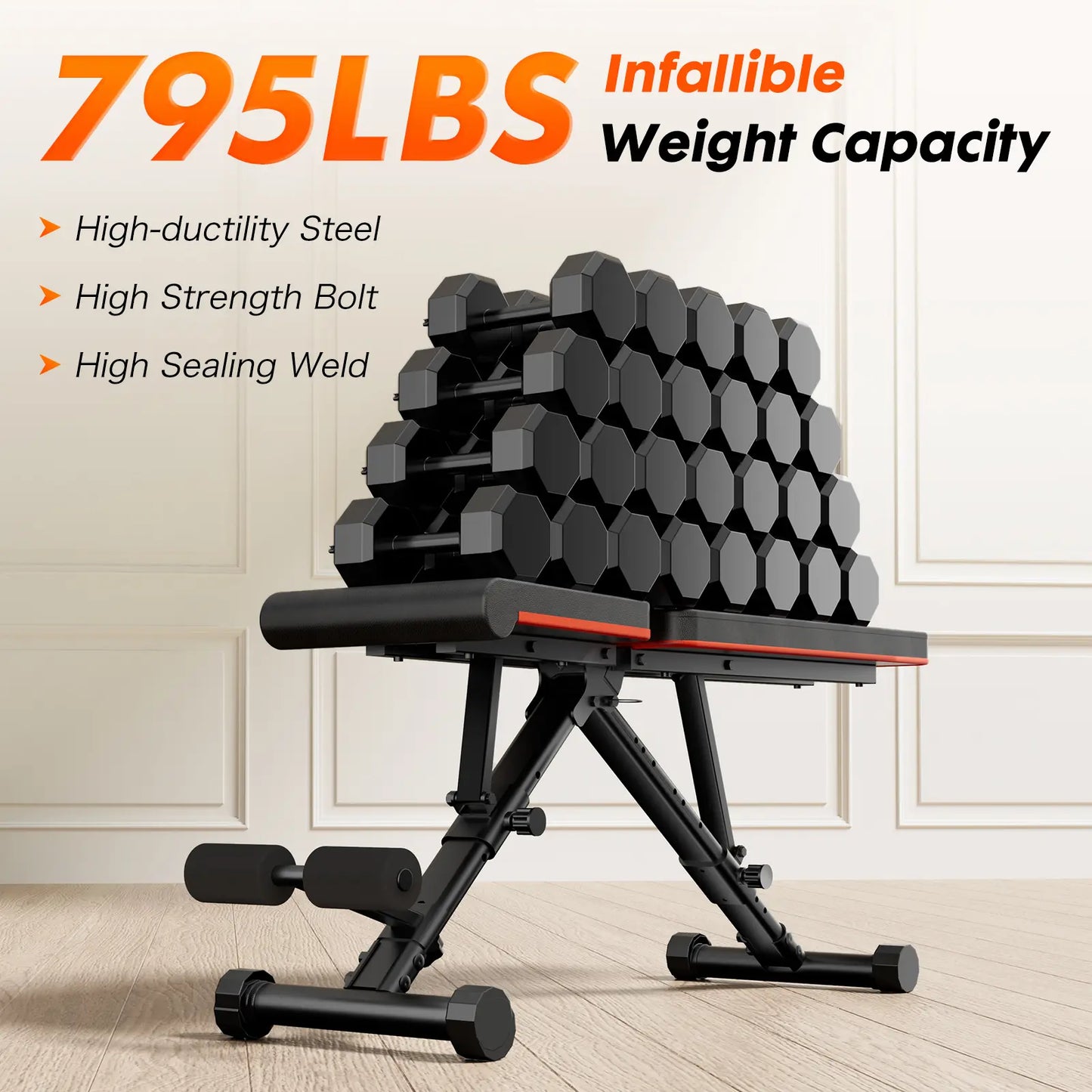Sweet Furniture S - Weight Bench Foldable Bench Press for Full Body Exercise and Strength Training, 795LBS Capacity Incline Decline Sit up Benches