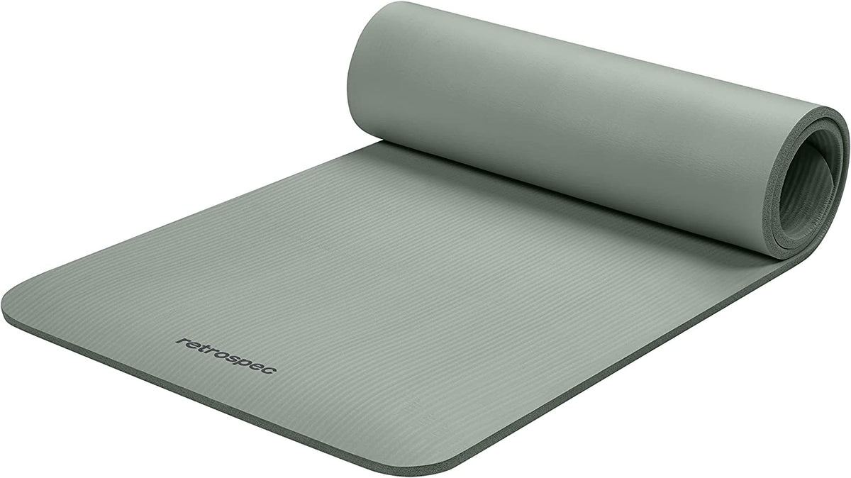 Retrospec Solana Yoga Mat Thick 1/2In Non-Slip Workout Mat with Nylon Strap - 72X24In Exercise Mat for Pilates, Stretching & Fitness - BPA Free, Easy Clean