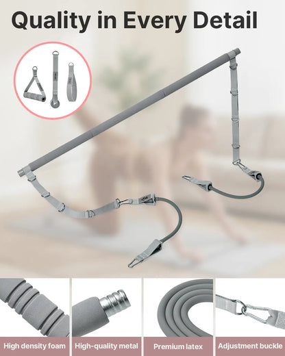 YOTTOY Pilates Bar Kit with Resistance Bands - 3-Bar Pilates Workout Equipment for Legs, Hips, Waist & Arms Workout, Portable Home Gym Exercise Equipment for Women & Men