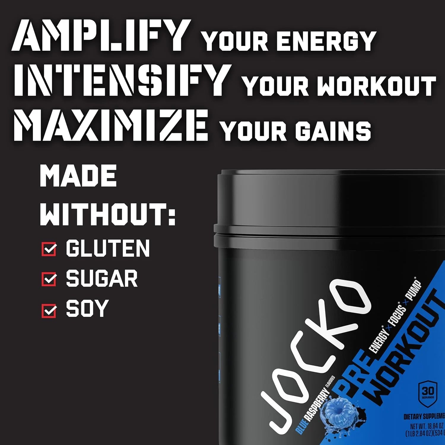 Ultimate Pre Workout Powder - Pre-Workout Energy Powder Drink (Blue Raspberry)