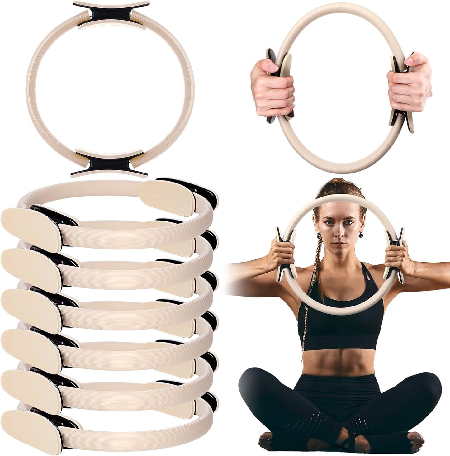 Pilates Ring 11. 81 Inch Pilates Circle Yoga Ring Magic Lightweight Flexible Workout Equipment for Fitness Physical Therapy Resistance Exercise Arms Legs