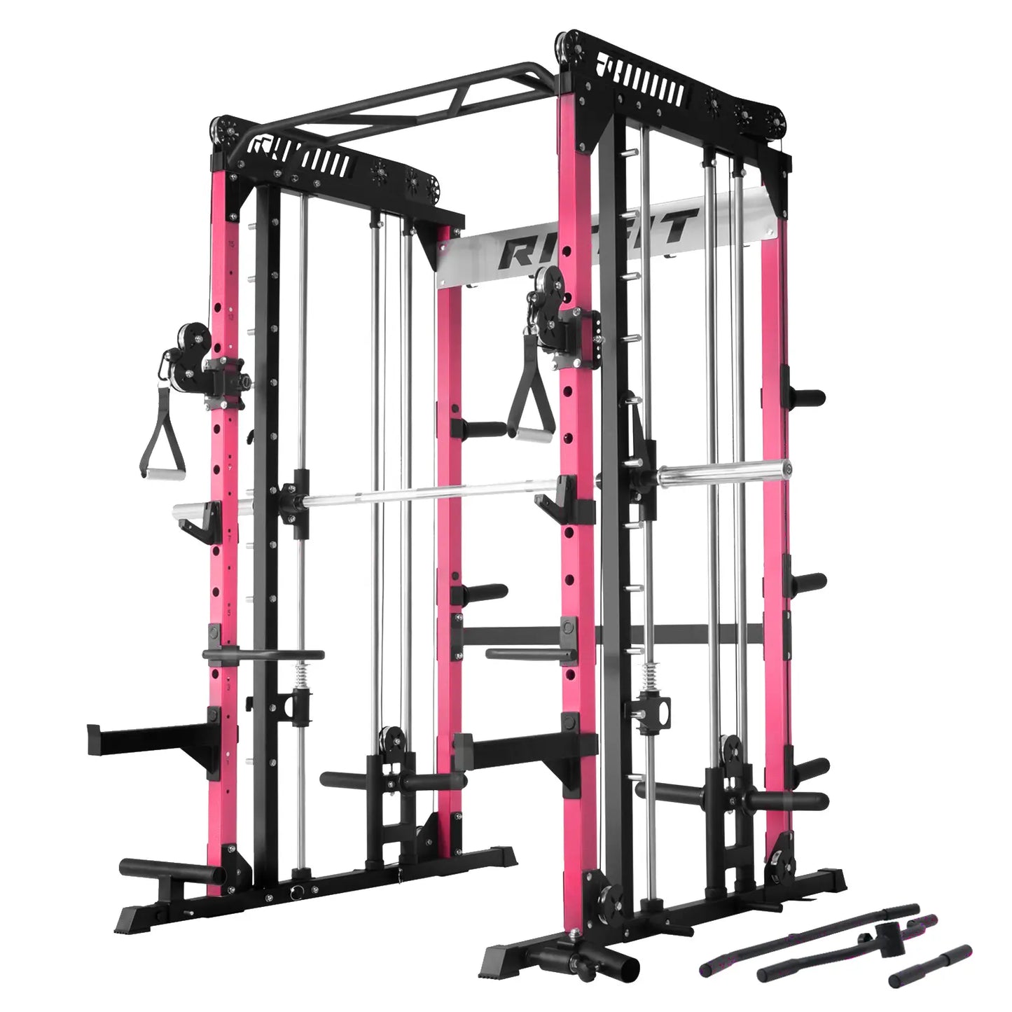 RITFIT Pink M1 Pro/2.0 Multifunctional Smith Machine - at Home Gym Equipment with Cable Crossover System, Squat Rack, Adjustable Strength Training Gear, Home Exercise Station, Home Exercise Equipment
