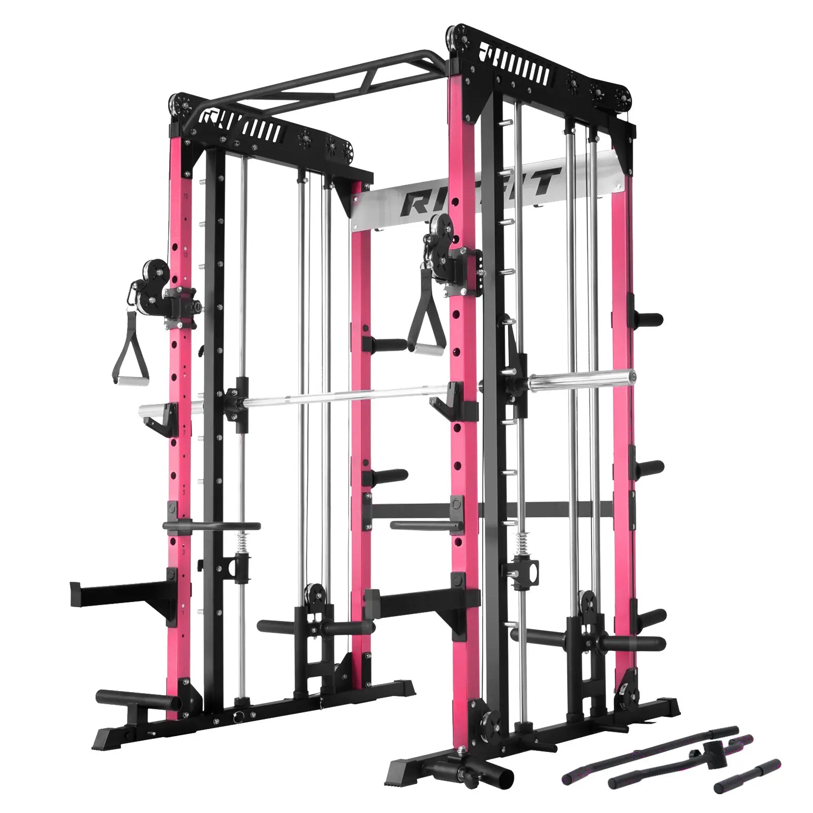 RITFIT Pink M1 Pro/2.0 Multifunctional Smith Machine - at Home Gym Equipment with Cable Crossover System, Squat Rack, Adjustable Strength Training Gear, Home Exercise Station, Home Exercise Equipment