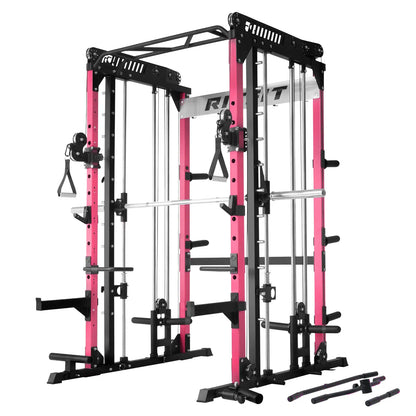 RITFIT Pink M1 Pro/2.0 Multifunctional Smith Machine - at Home Gym Equipment with Cable Crossover System, Squat Rack, Adjustable Strength Training Gear, Home Exercise Station, Home Exercise Equipment