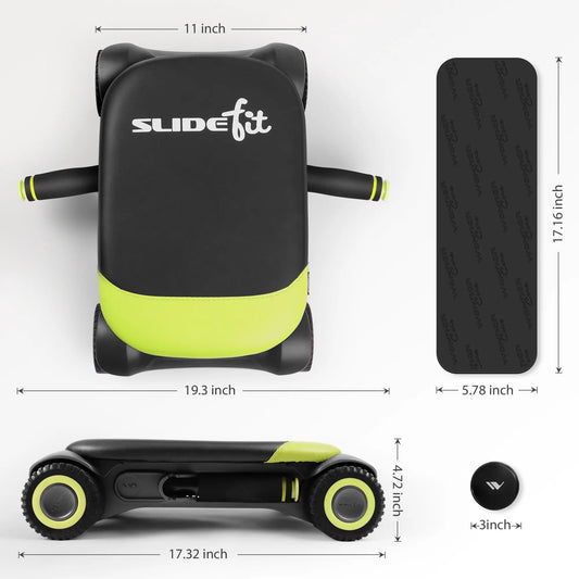 Wonder Core Four-Wheel Ab Roller with Elbow Support and Automatic Rebound for Strong Abdominal Muscles - Adjustable Size