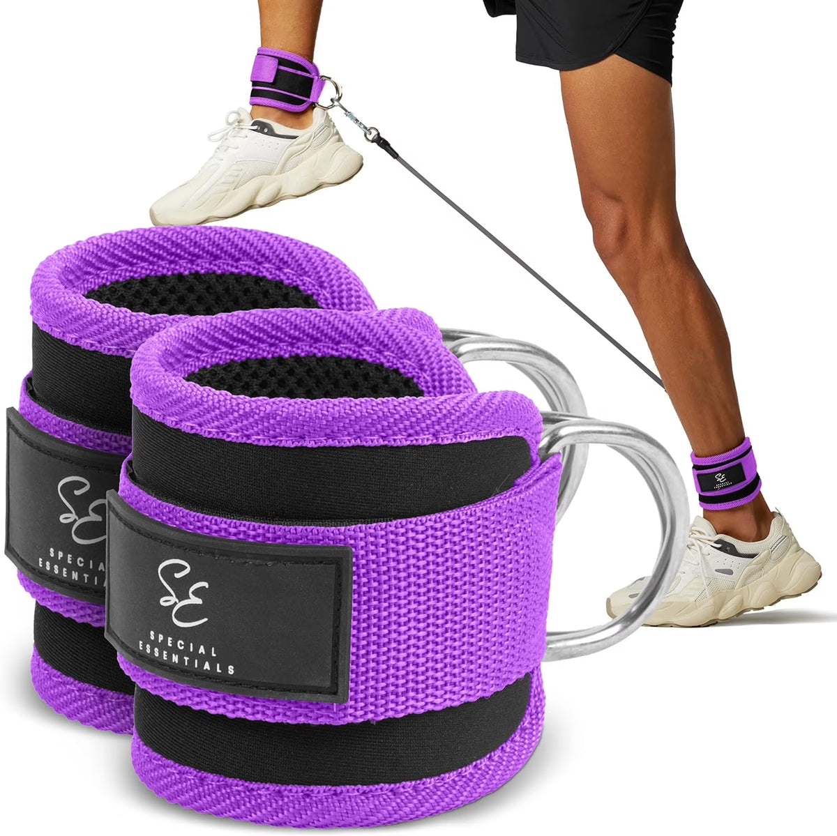 Ankle Strap for Cable Machine and Resistance Bands Premium Neoprene Gym and Workout Kickback Ankle Cuffs with Adjustable Strap for Enhanced Leg and Glute Exercises