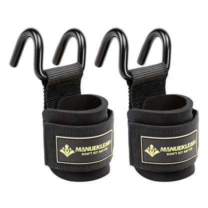 Manueklear Weight Lifting Hooks with Padded Wrist Wraps, Heavy-Duty Double Metal Hooks, Adjustable Straps for Pull-Ups, Deadlifts & Training, Fitness Exercise Workout Accessories