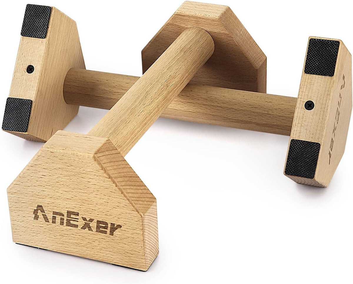 Wooden Parallettes Bars, 2 PCS Push up Bars with Non-Slip Base