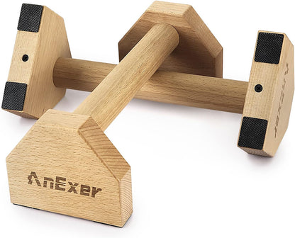Wooden Parallettes Bars, 2 PCS Push up Bars with Non-Slip Base