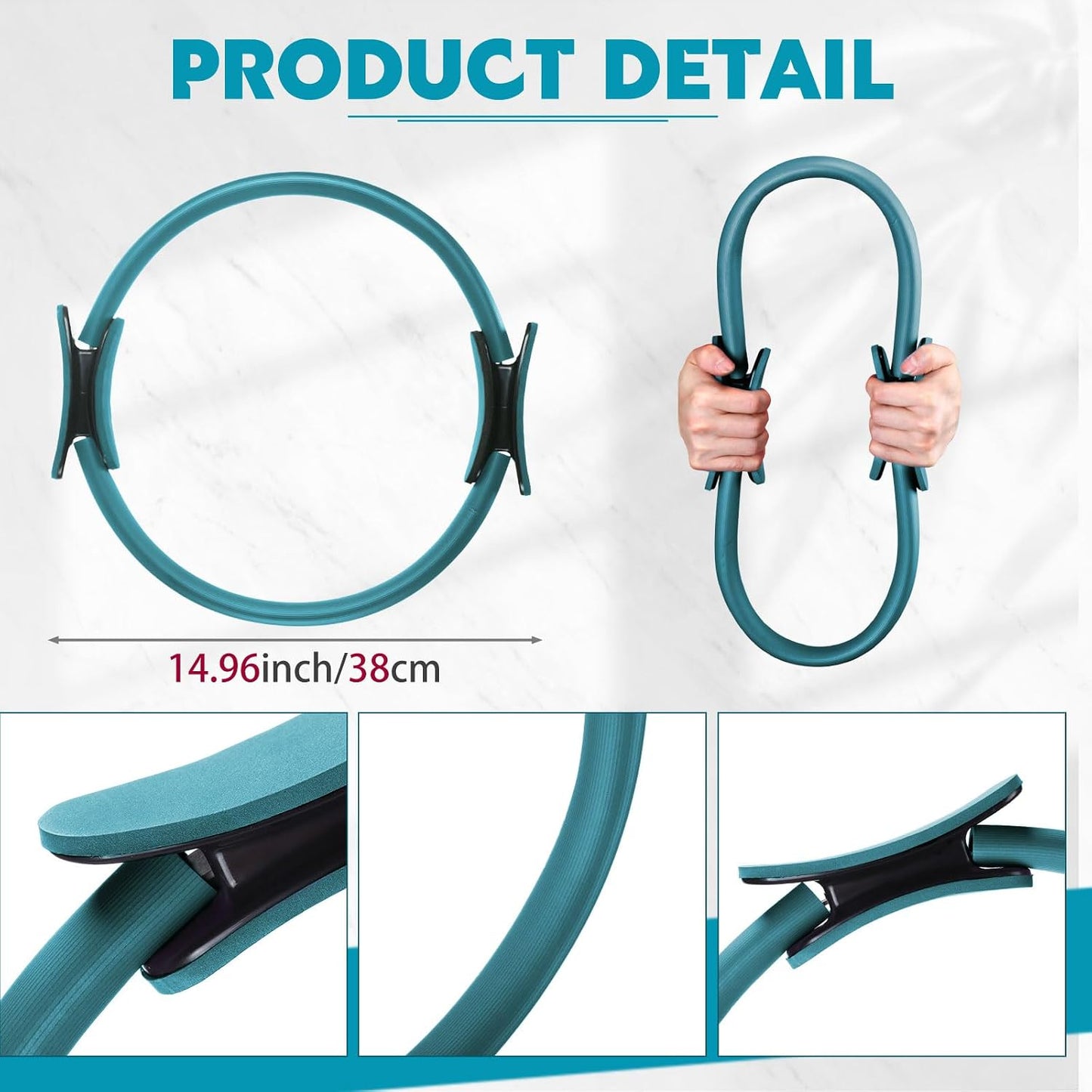 Pilates Ring 11. 81 Inch Pilates Circle Yoga Ring Magic Lightweight Flexible Workout Equipment for Fitness Physical Therapy Resistance Exercise Arms Legs