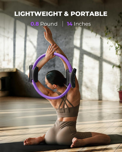 Pilates Ring Set - Studio-Grade Anti-Deformation Pilates Kit - Pilates Equipment for Home Workout - 14'' Pilates Ring, Pilates Ball, 2 Dumbbells, 5 Resistance Bands for Toning Arms, Thighs