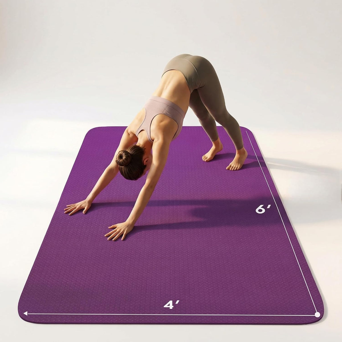 Large Yoga Mat 6'X 4'（72”X 48”）—1/4" &1/3" Extra Wide Exercise Mat 183Cm X 122Cm Large Exercise Mat Big Home Yoga Mat Pilates Mat,Non Slip,Thick,Tpe Workout Mat,For Women & Men, Yoga, Pilates, Gym and Floor Workouts Pilates