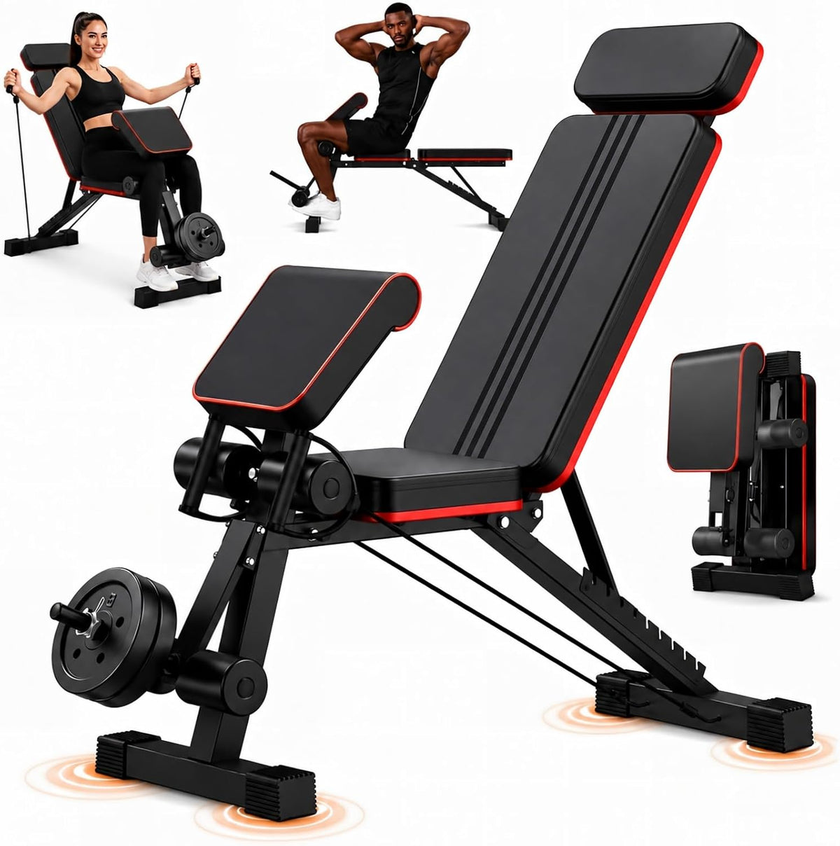 Adjustable Weight Bench, Foldable Workout Bench Press for Home Gym