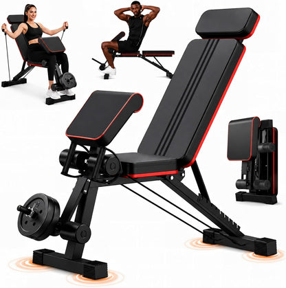 Adjustable Weight Bench, Foldable Workout Bench Press for Home Gym