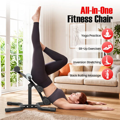 RELIFE REBUILD YOUR LIFE Mini Inversion Table, Unisex Abdominal Training Equipment for Home Gym, Compact Steel Frame Back & Glute Trainer with Foam Rollers, 330 LBS, Workout Machine, Home Abs Workout